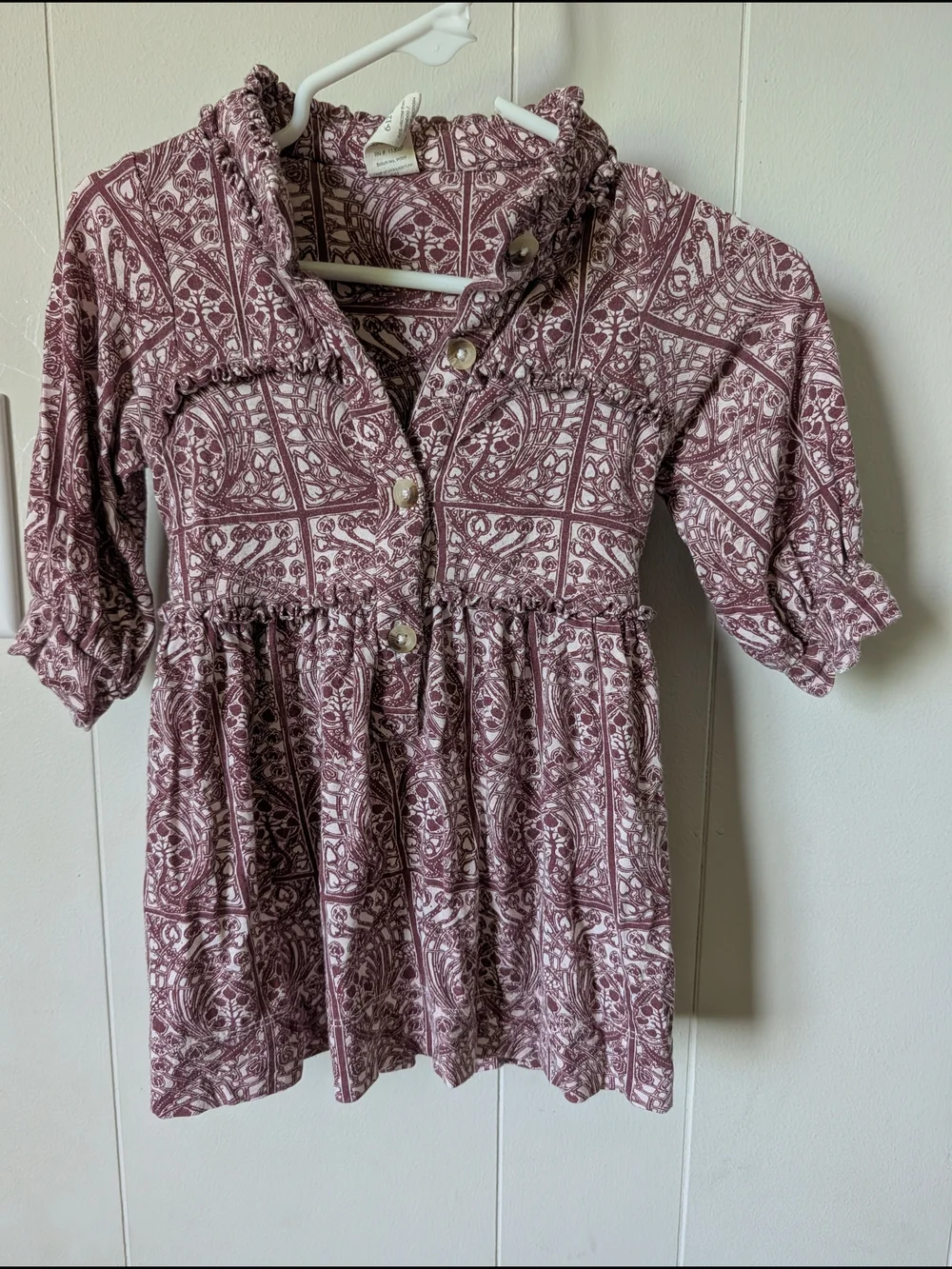 kate quinn Mauve Floral Print Long Sleeve Dress